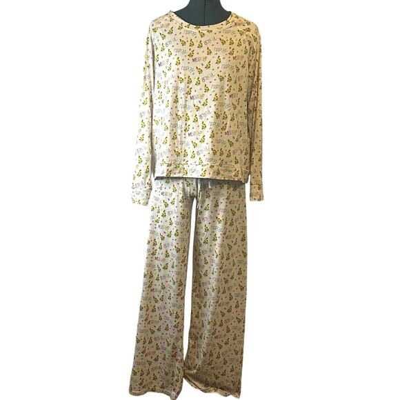 Mary Square Annie Happy Joyful Holiday Pajama Set Women’s Large Christmas PJs - Picture 1 of 6